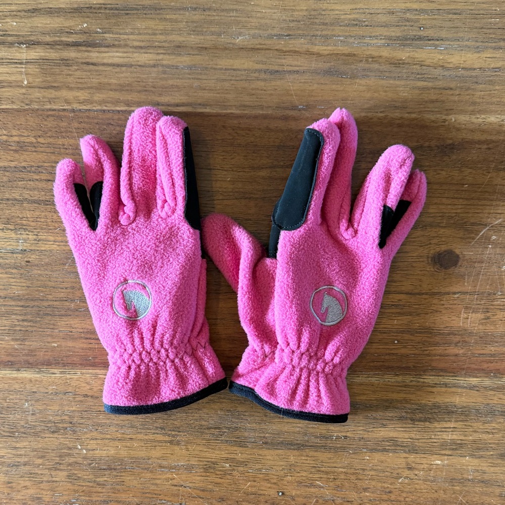 Pink Fleece horse riding Gloves